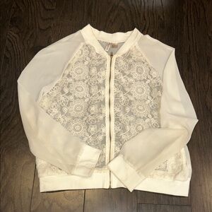 H&M White Lace Bomber Jacket